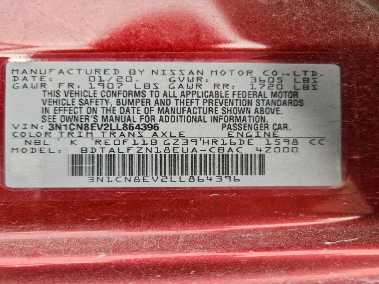2020 Nissan Versa sv