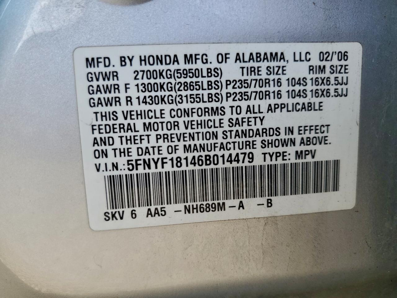 2006 Honda Pilot lx
