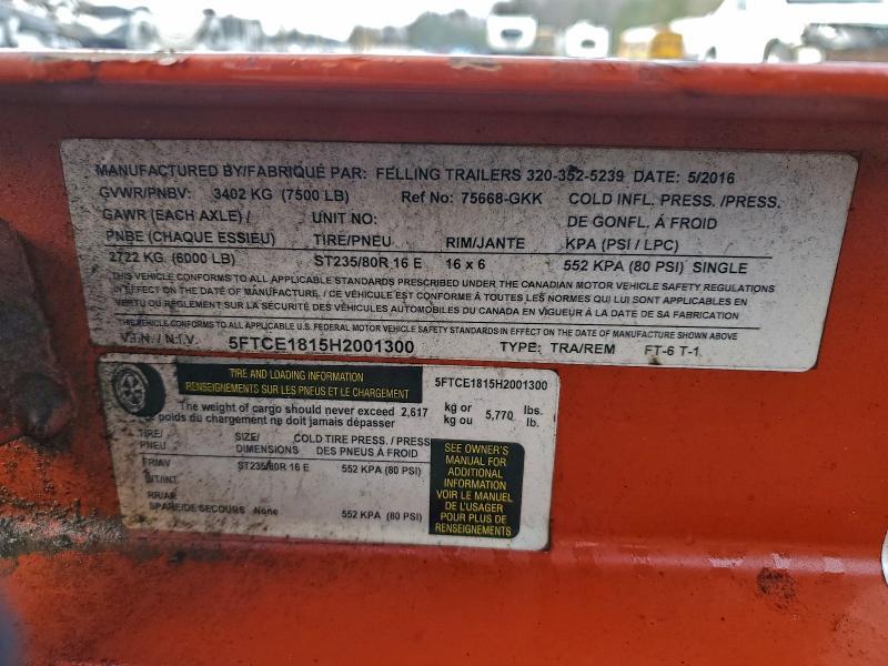 2017 Felling FT-6T-1 Equipment Trailer