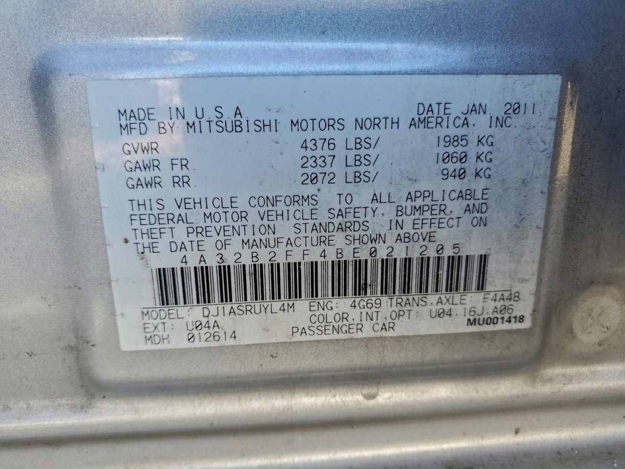2011 Mitsubishi Galant fe