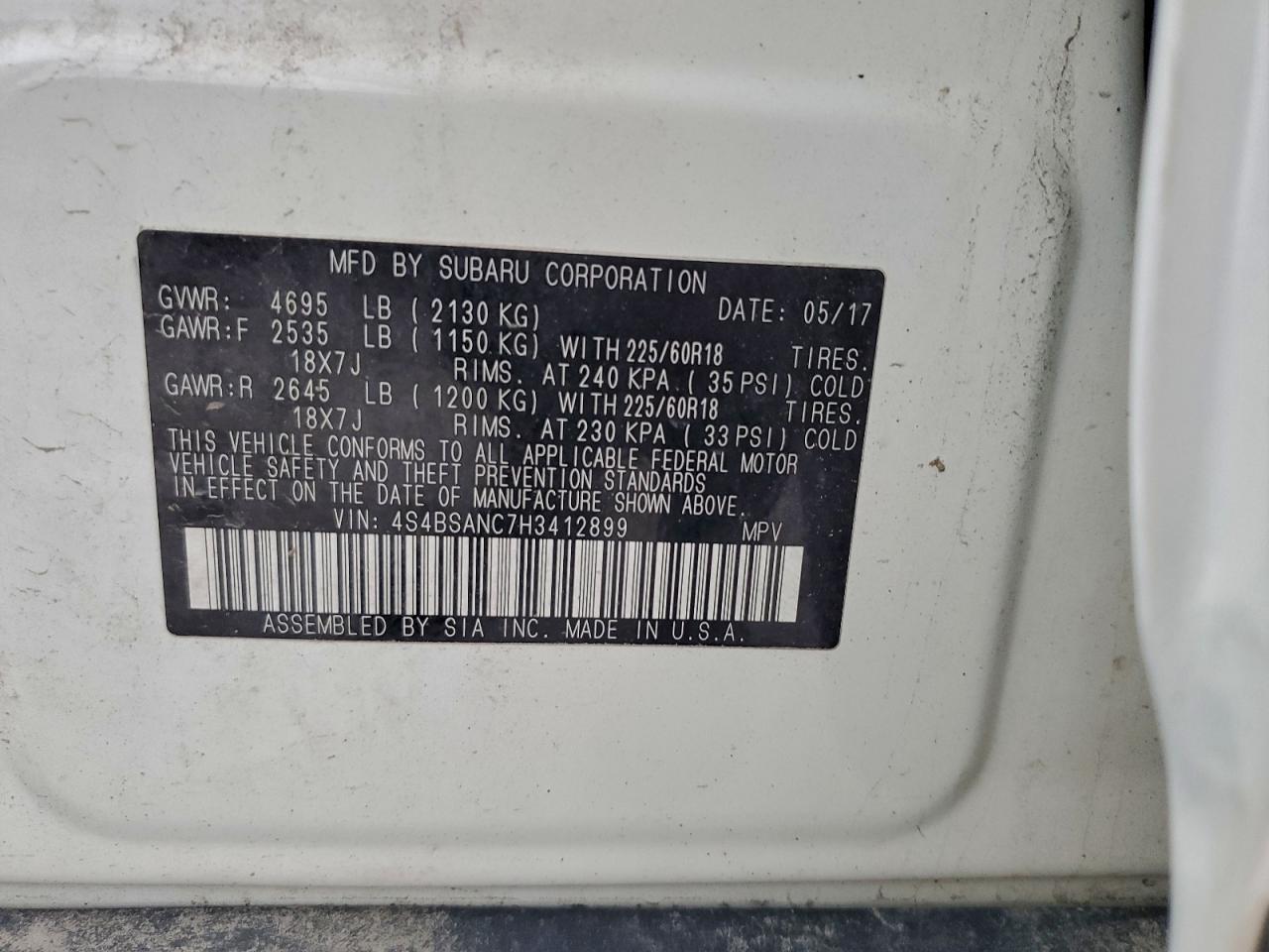 2017 Subaru Outback 2.5i Limited