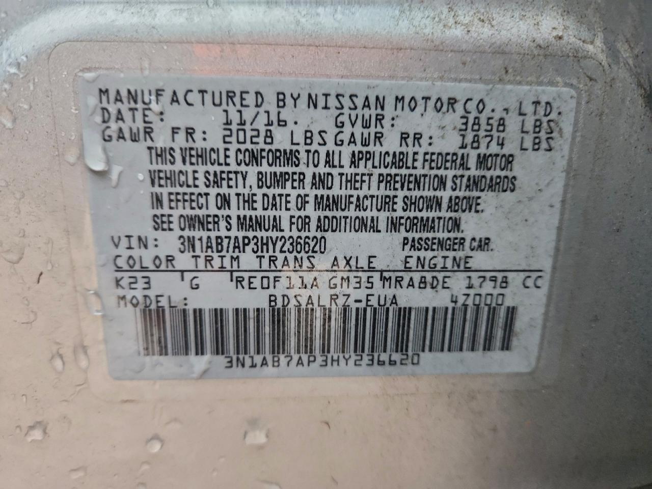 2017 Nissan Sentra s