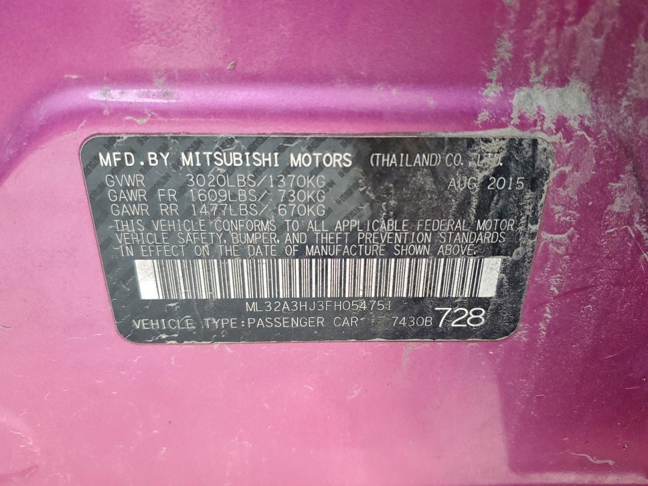 2015 Mitsubishi Mirage de