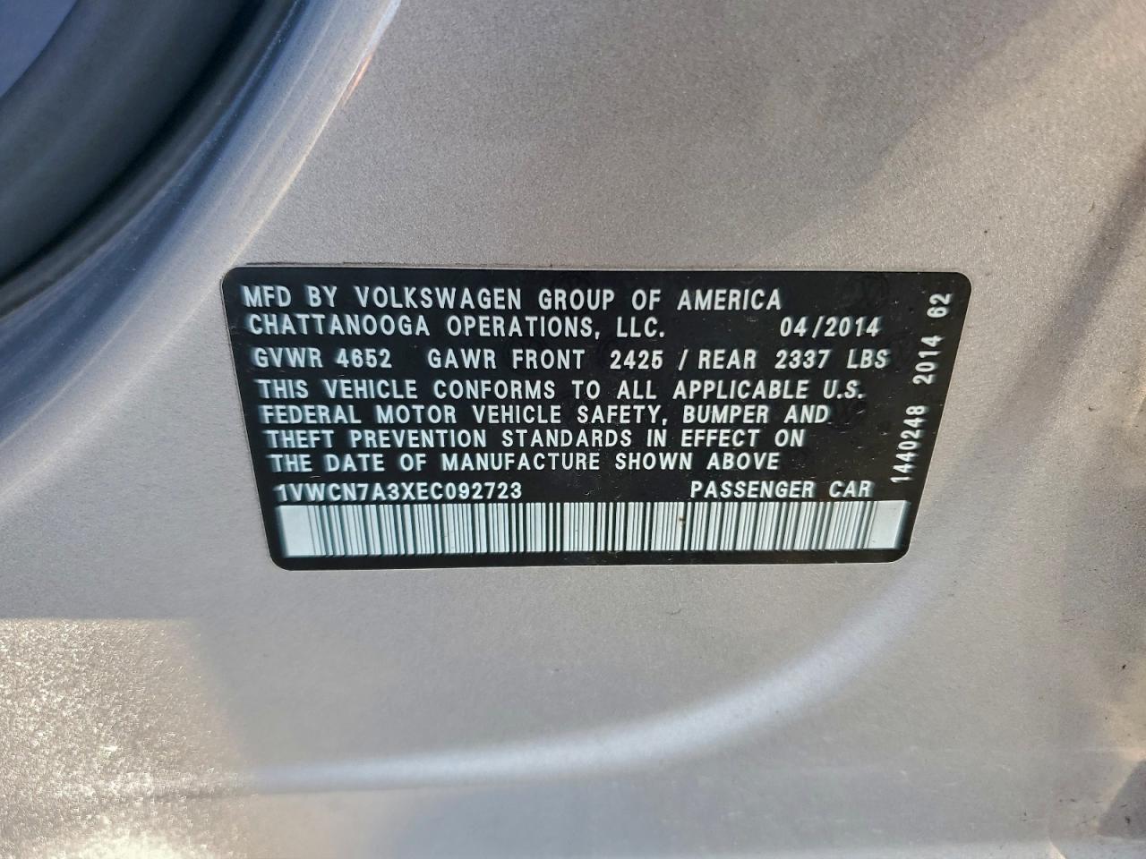 2014 Volkswagen Passat sel