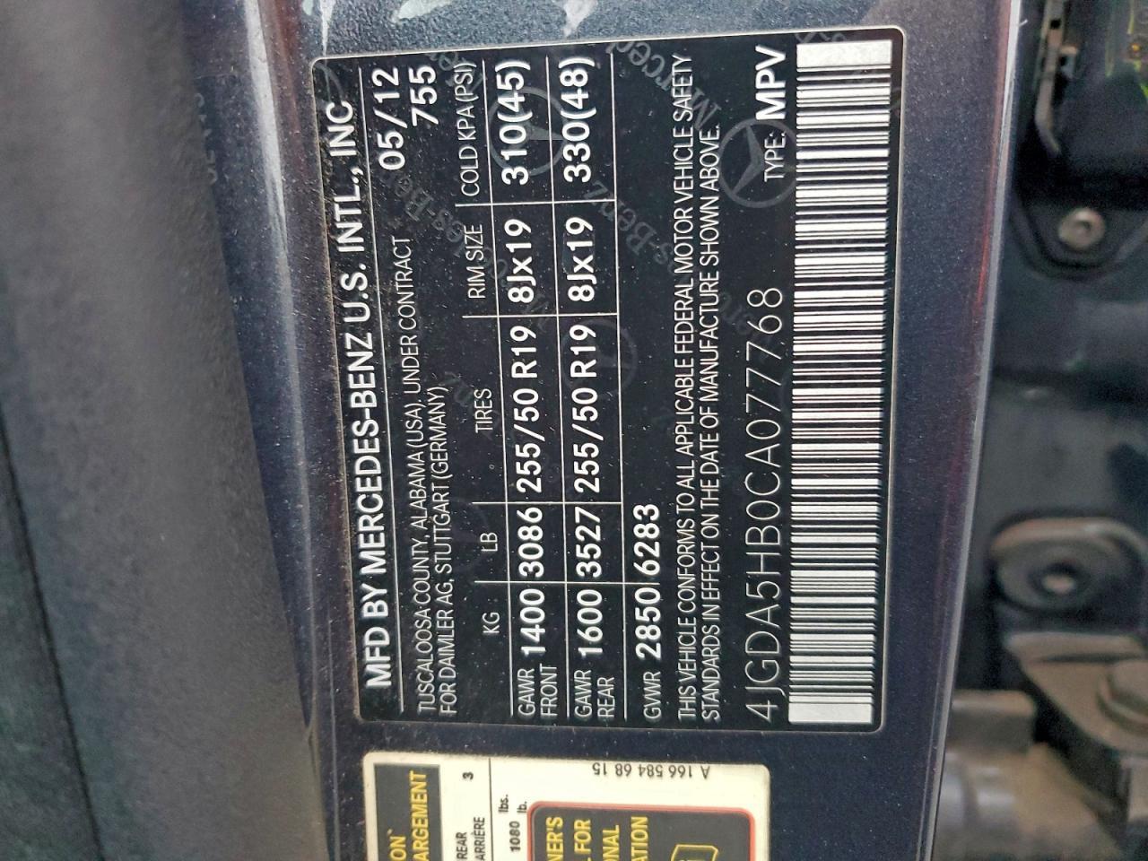 2012 Mercedes-Benz Ml 350 4matic
