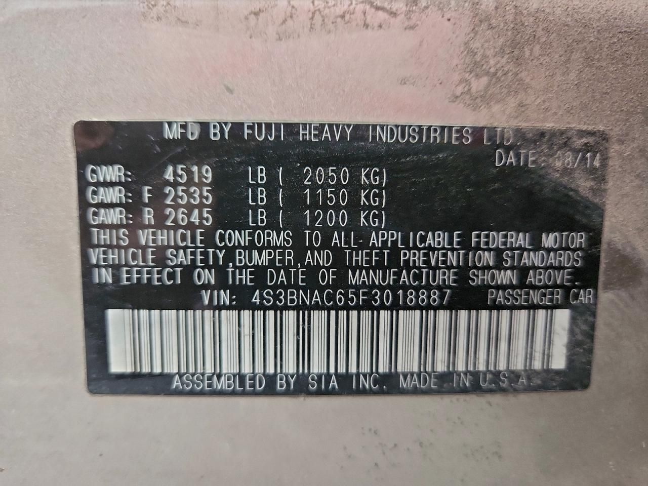 2015 Subaru Legacy 2.5i Premium