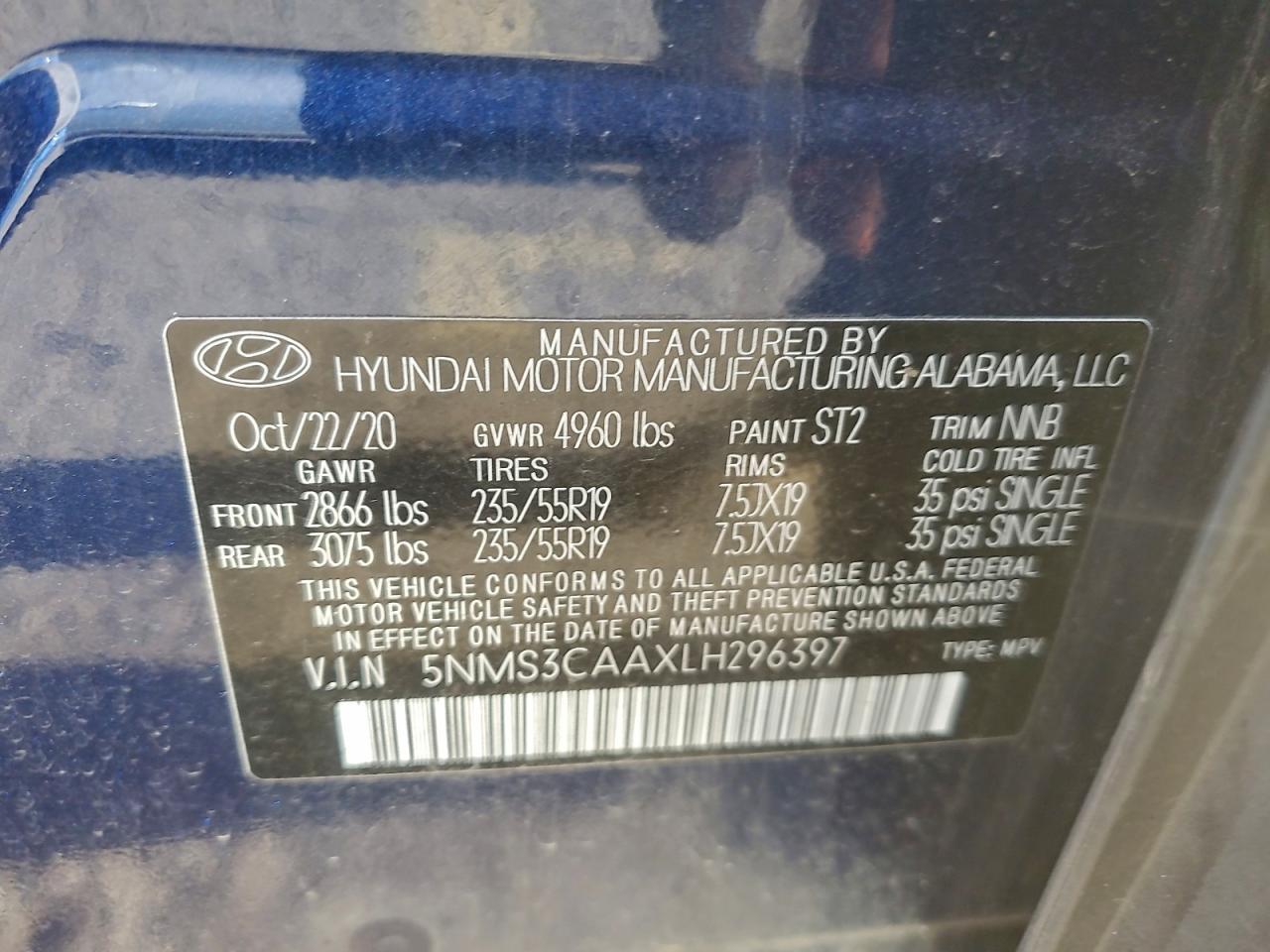 2020 Hyundai Santa fe sel