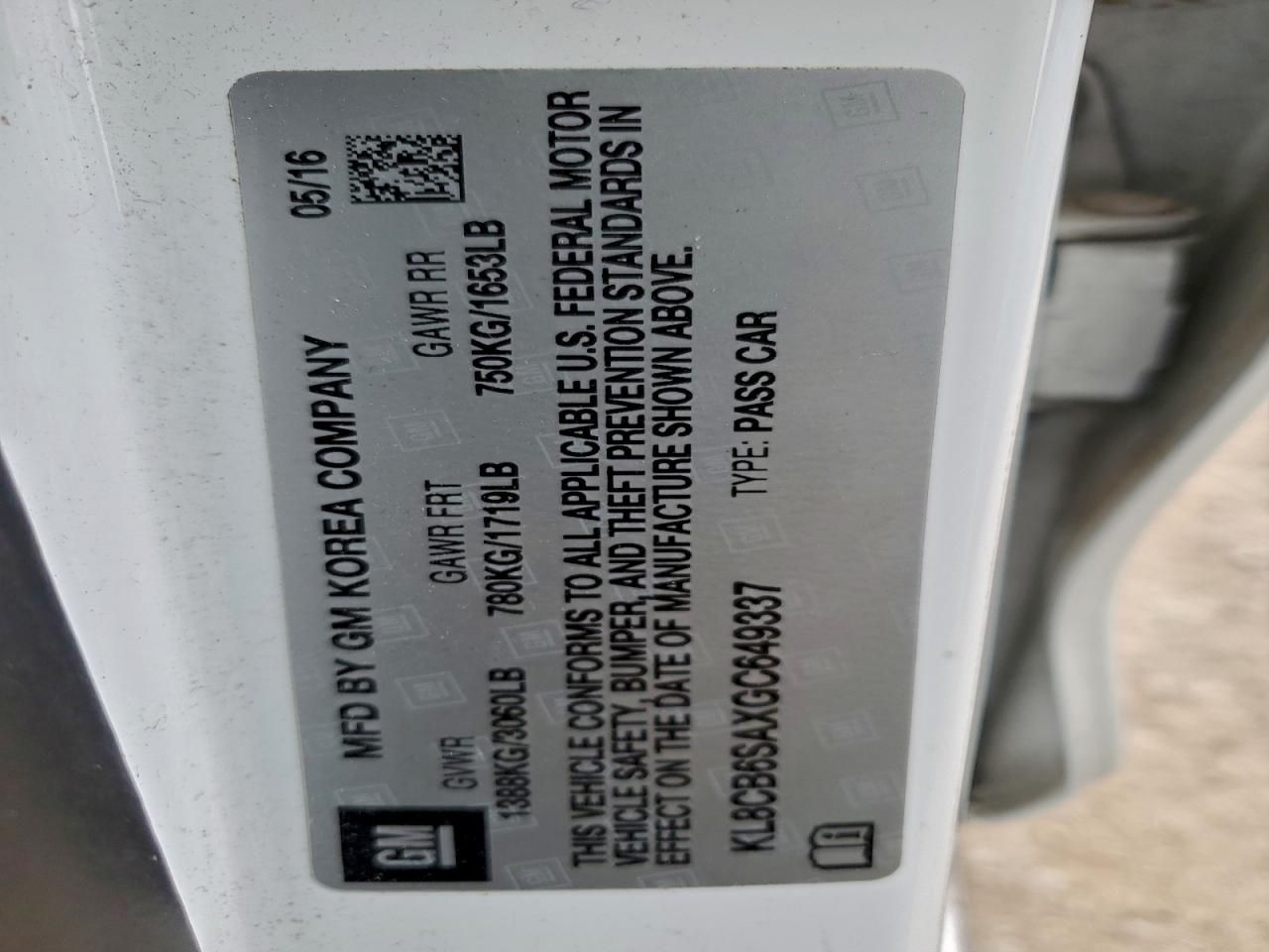 2016 Chevrolet Spark ls