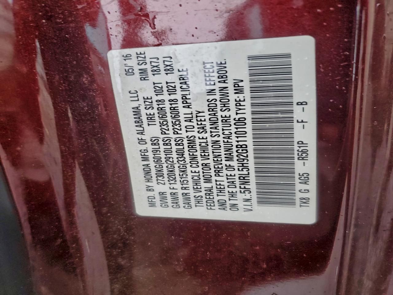 2016 Honda Odyssey Touring