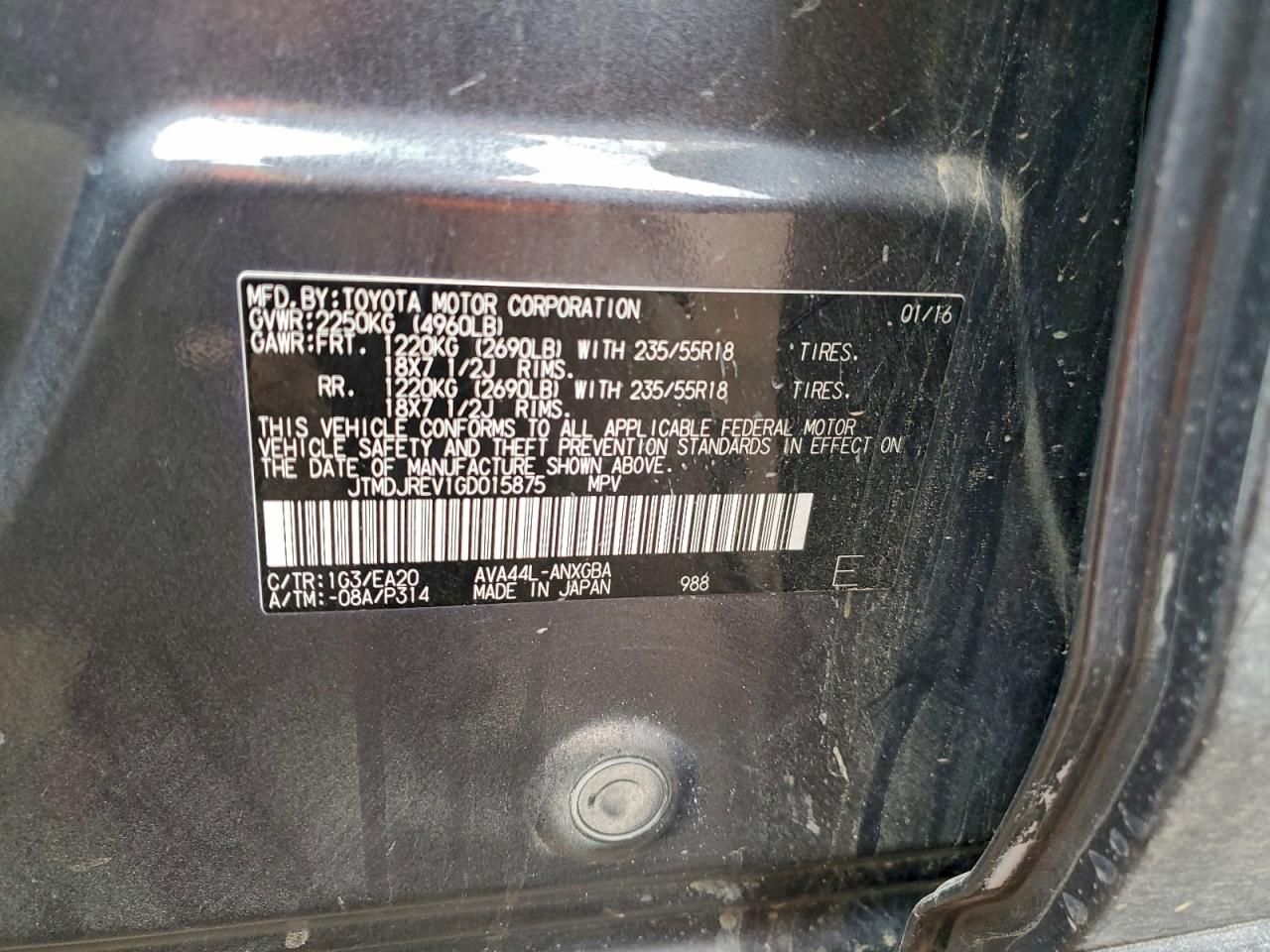 2016 Toyota Rav4 hv Limited