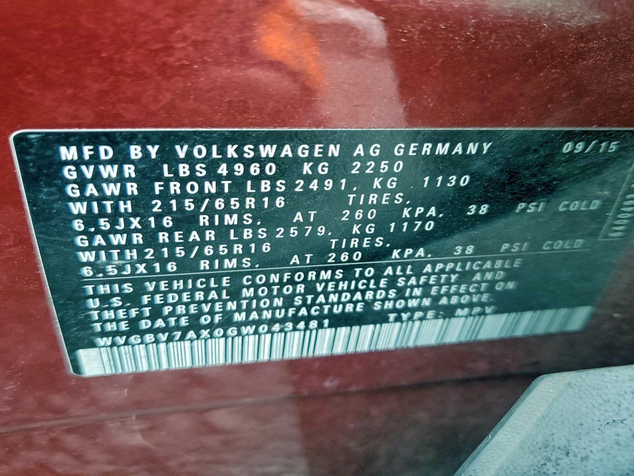 2016 Volkswagen Tiguan s