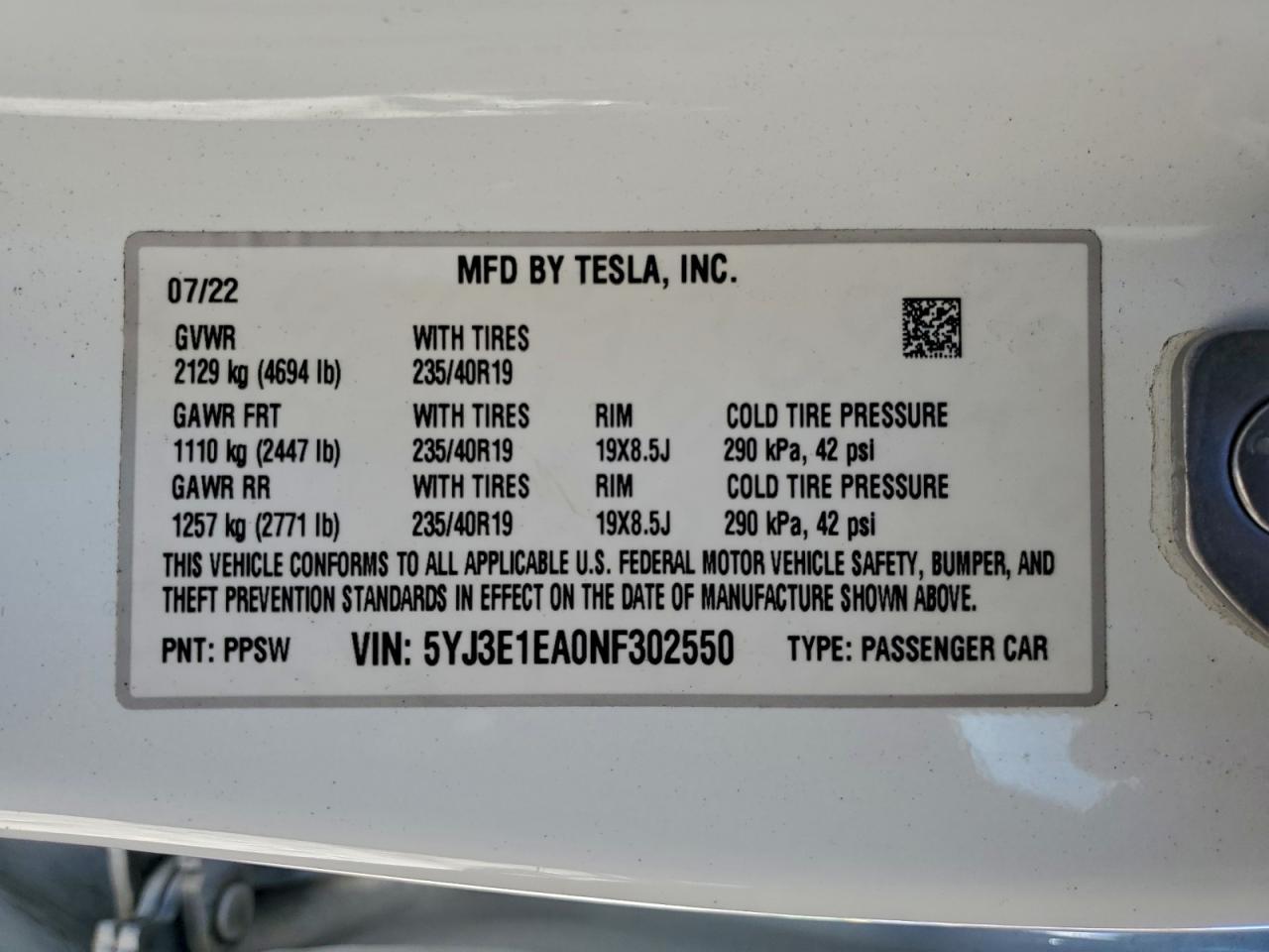 2022 Tesla Model 3