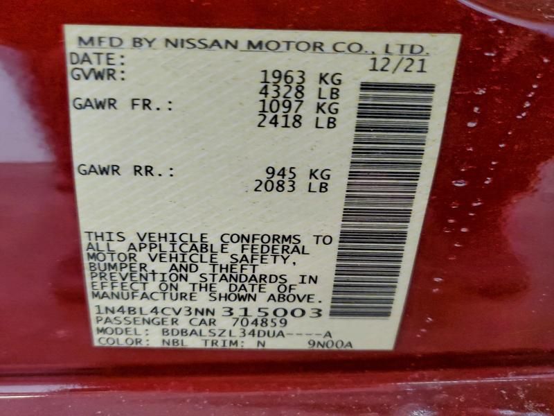 2022 Nissan Altima sr