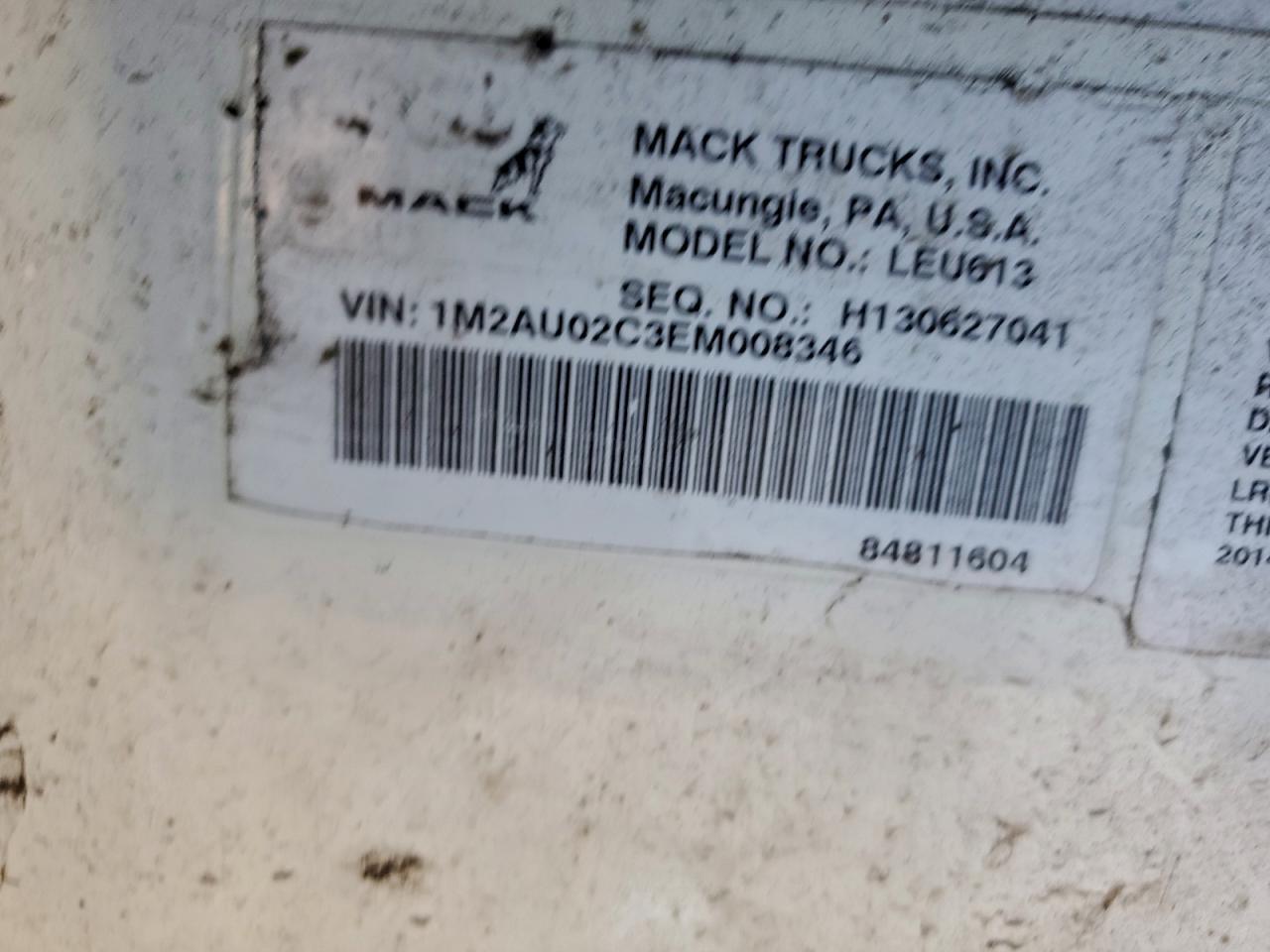 2014 Mack LEU613 Refuse Truck
