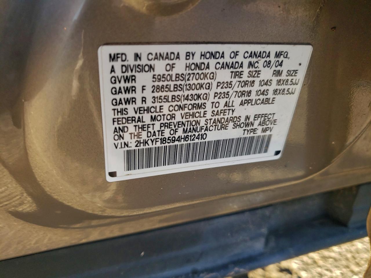 2004 Honda Pilot exl
