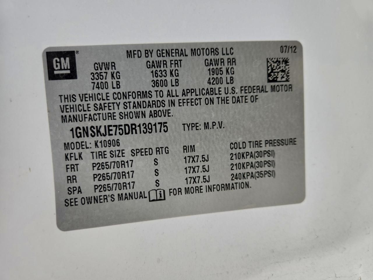 2013 Chevrolet Suburban K1500 lt