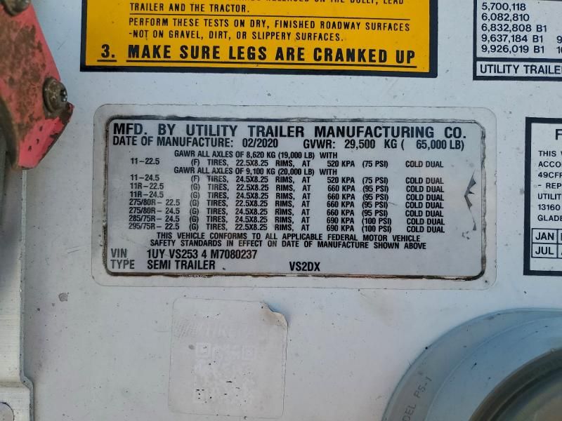 2021 Utility VS2DX DRY Van Trailer
