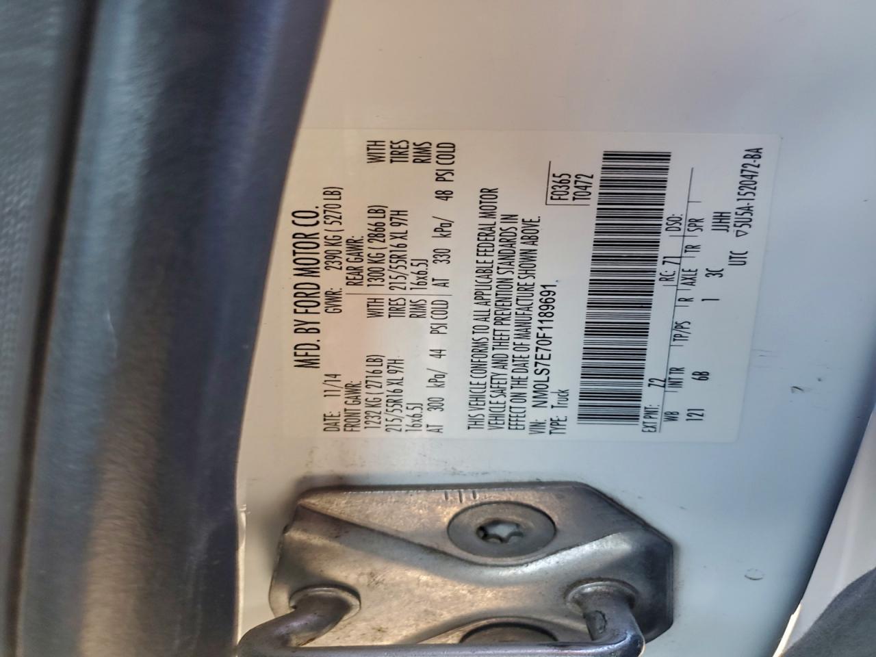 2015 Ford Transit Connect Utility / Service Van