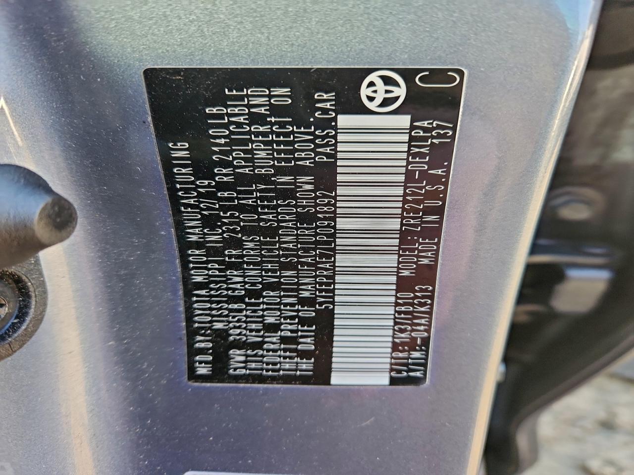 2020 Toyota Corolla le