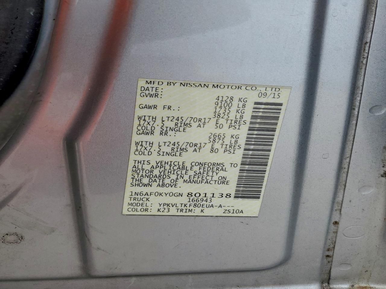 2016 Niss Nv 2500 s 2500 sv 25