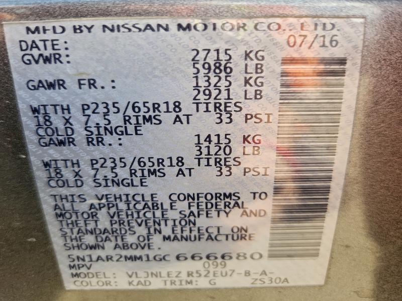 2016 Niss Pathfinder sv