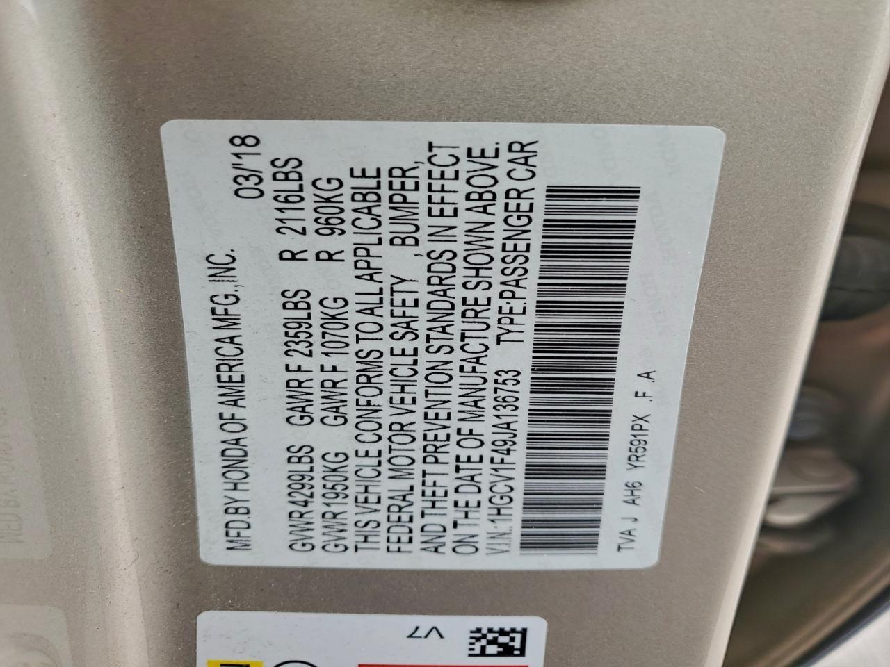 2018 Honda Accord ex