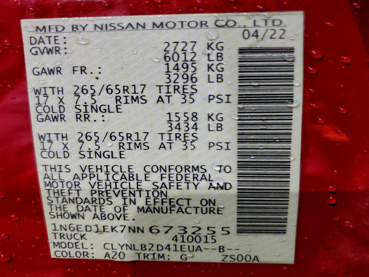 2022 Nissan Frontier s