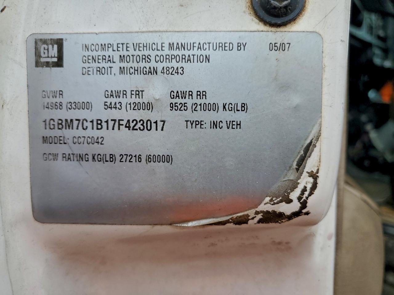 2007 Chev Rolet C7000 Cable Placer Bucket Truck