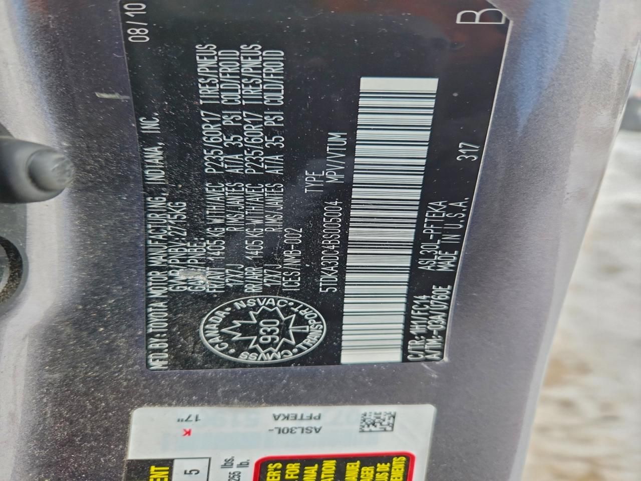 2011 Toyota Sienna Base