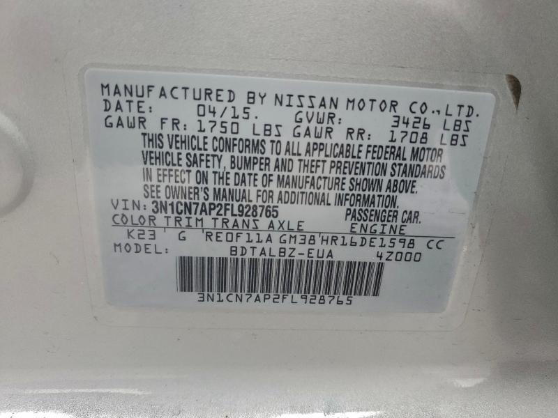 2015 Niss Versa 1.6 sv