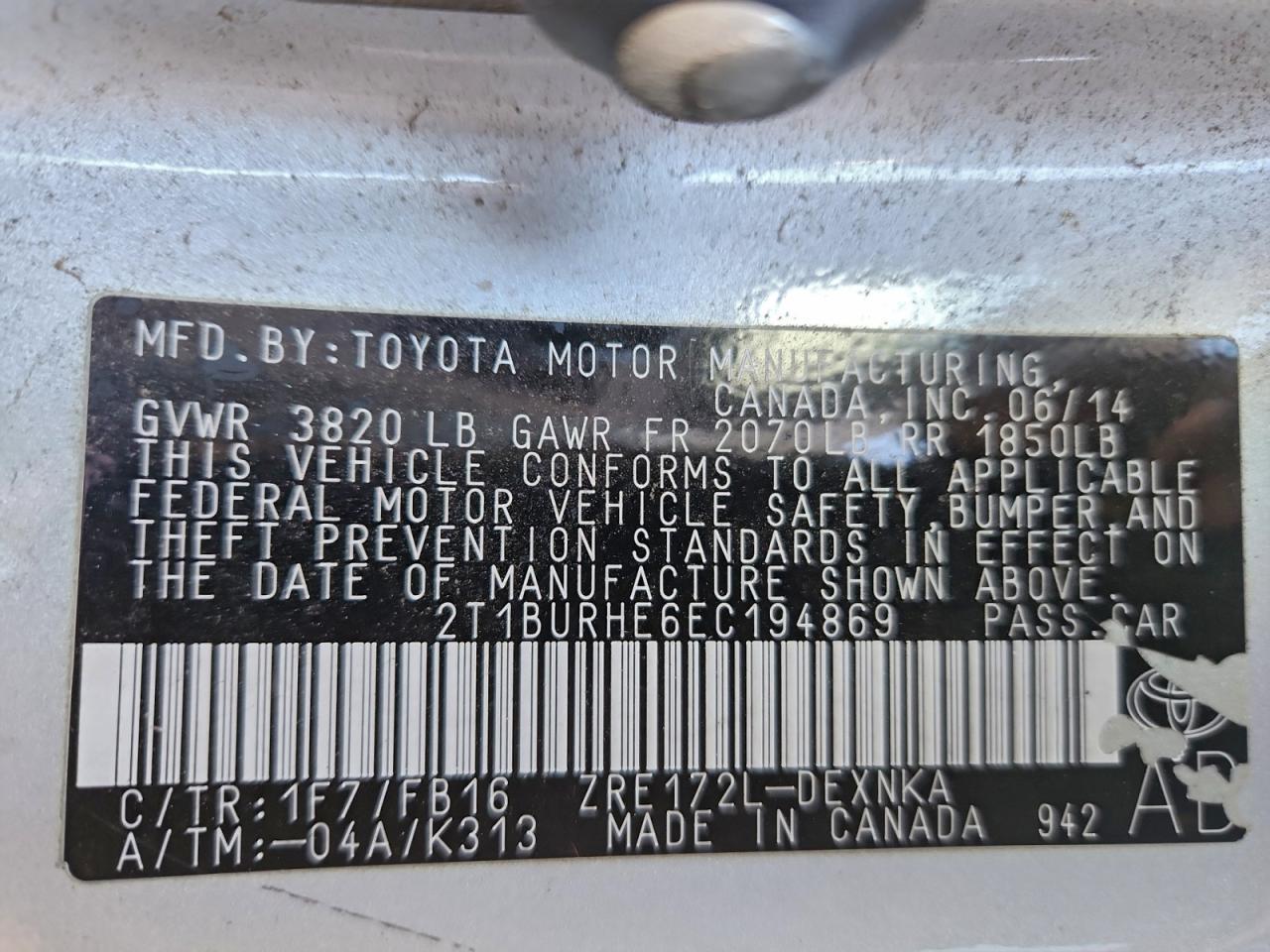 2014 Toyota Corolla l