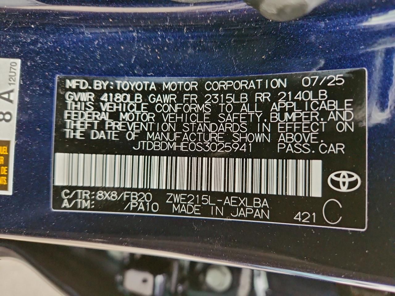 2025 Toyota Corolla le