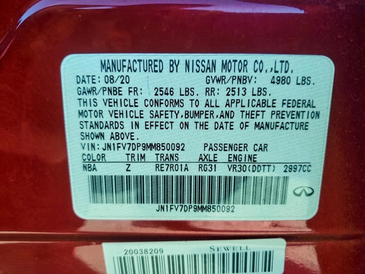 2021 Infiniti Q50 red Sport 400