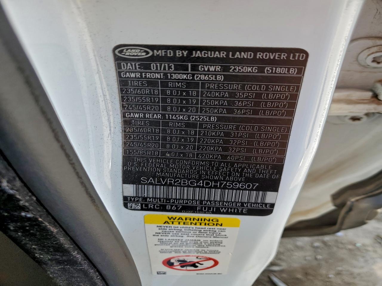 2013 Land Rover Range Rover Evoque Pure Premium