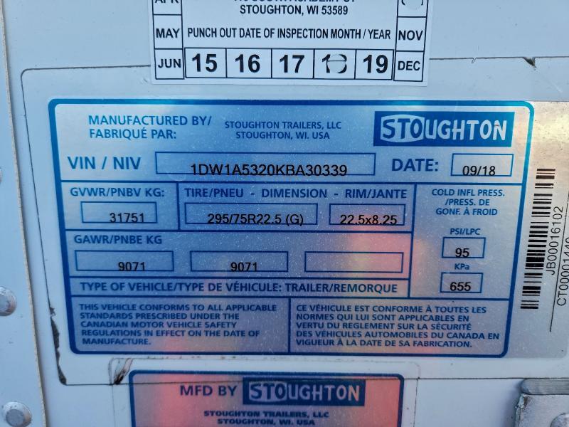 2019 Stoughton DRY Van Trailer