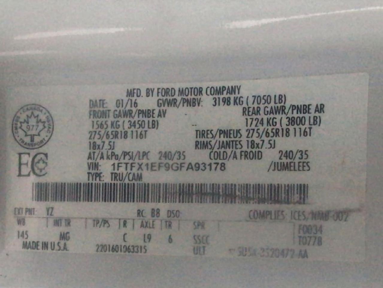 2016 Ford F150 Super Cab