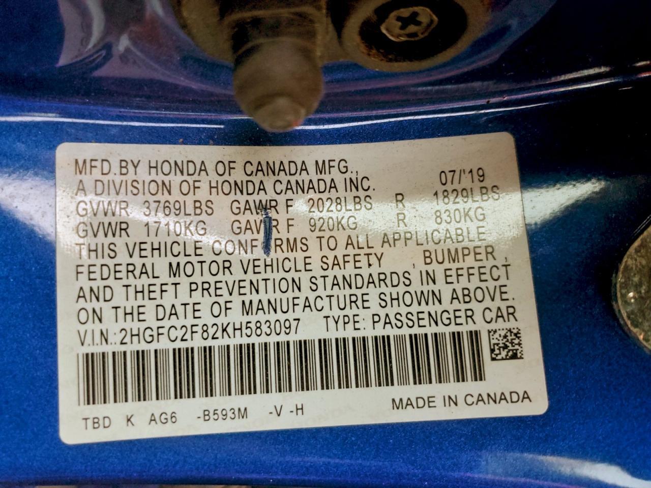 2019 Honda Civic Sport