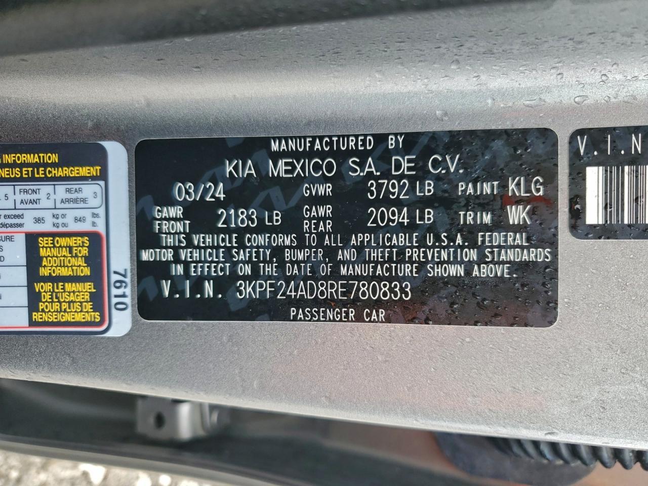 2024 KIA Forte lx