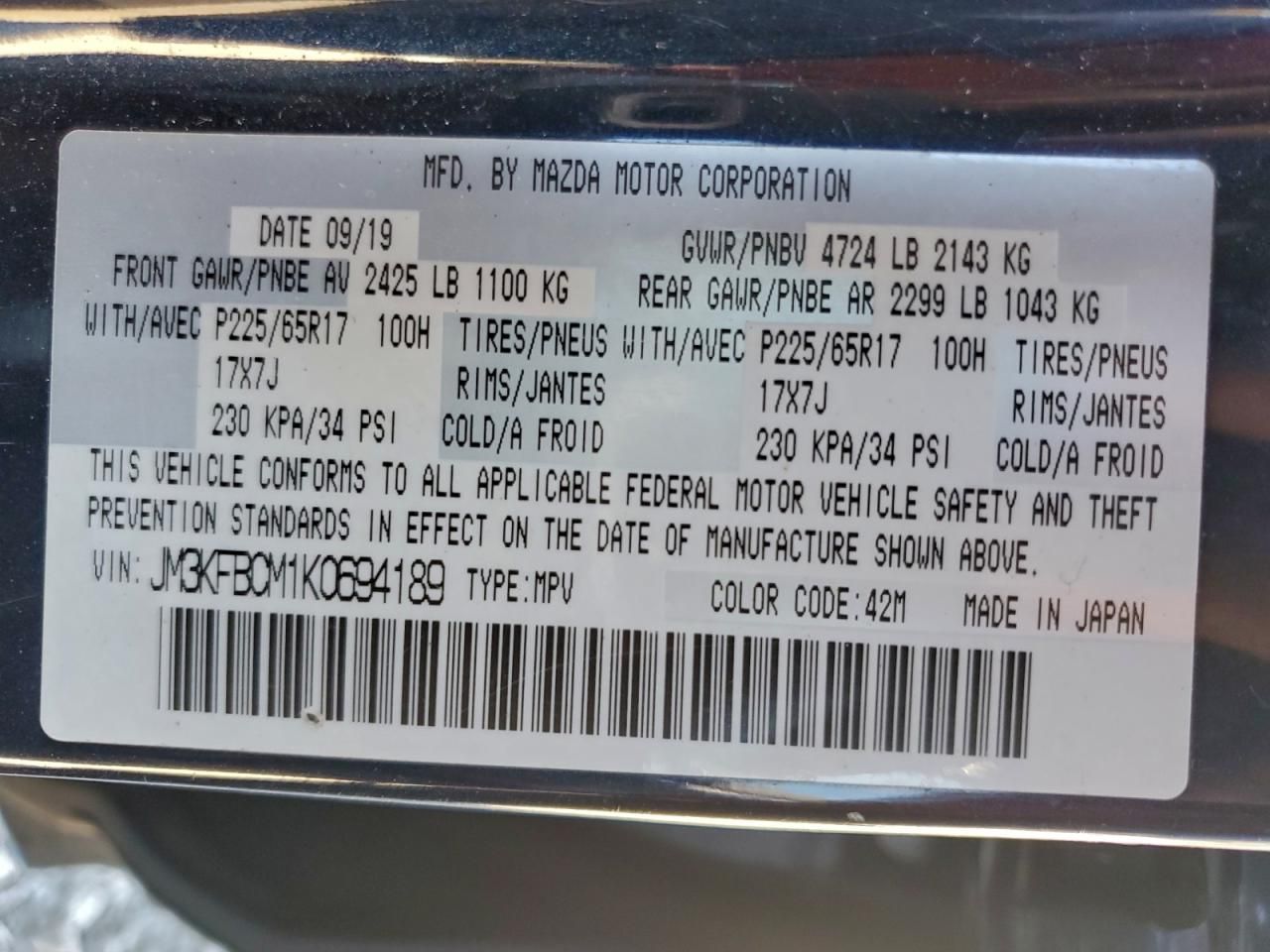 2019 Mazda Cx-5 Touring