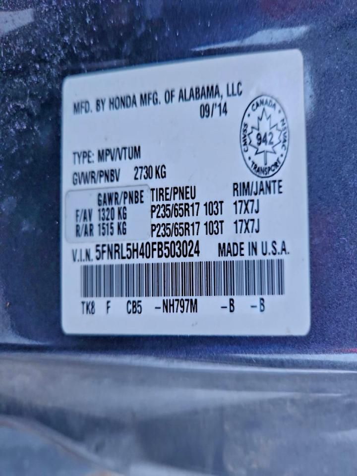 2015 Honda Odyssey ex