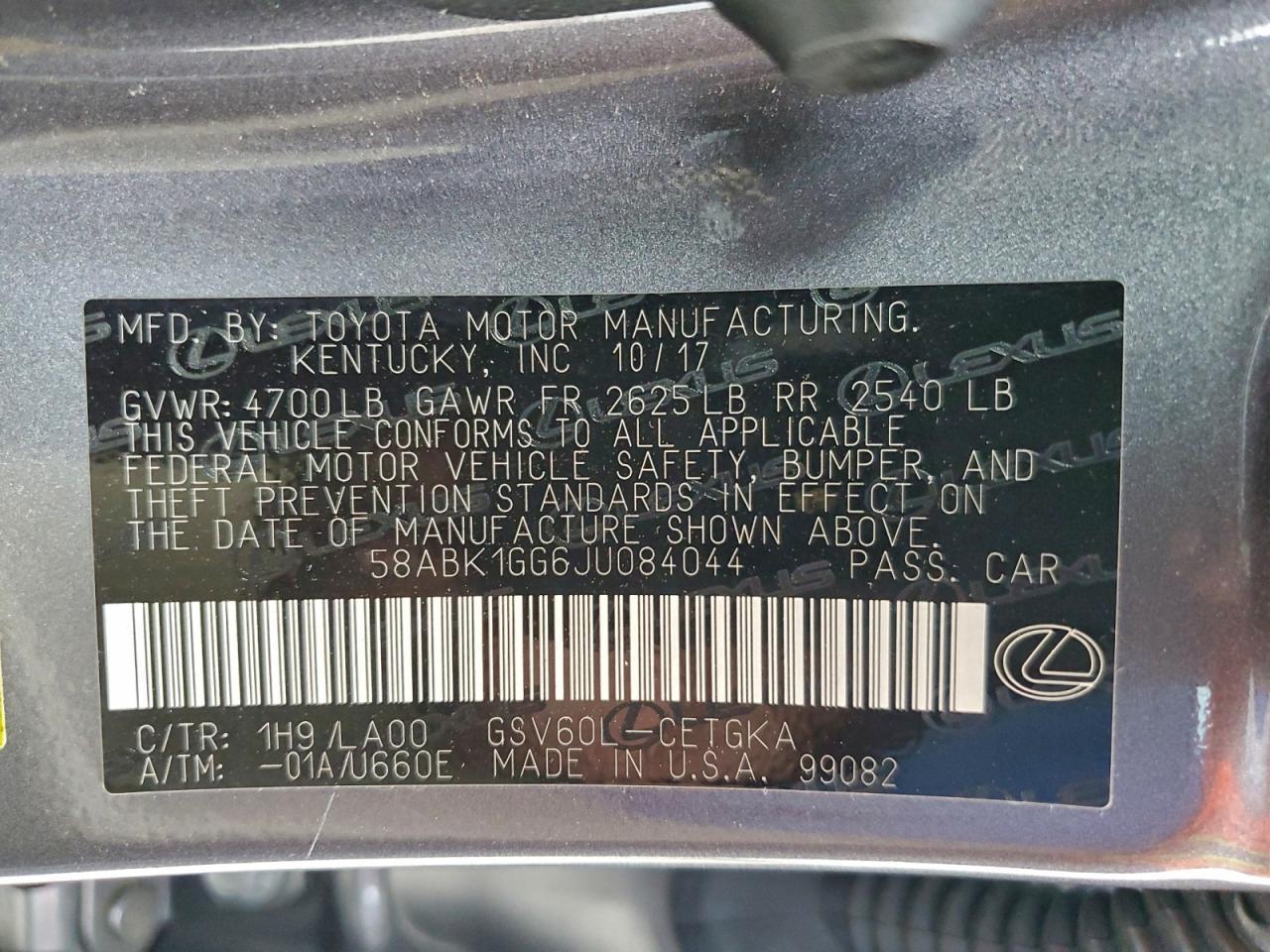 2018 Lexus Es 350 Base