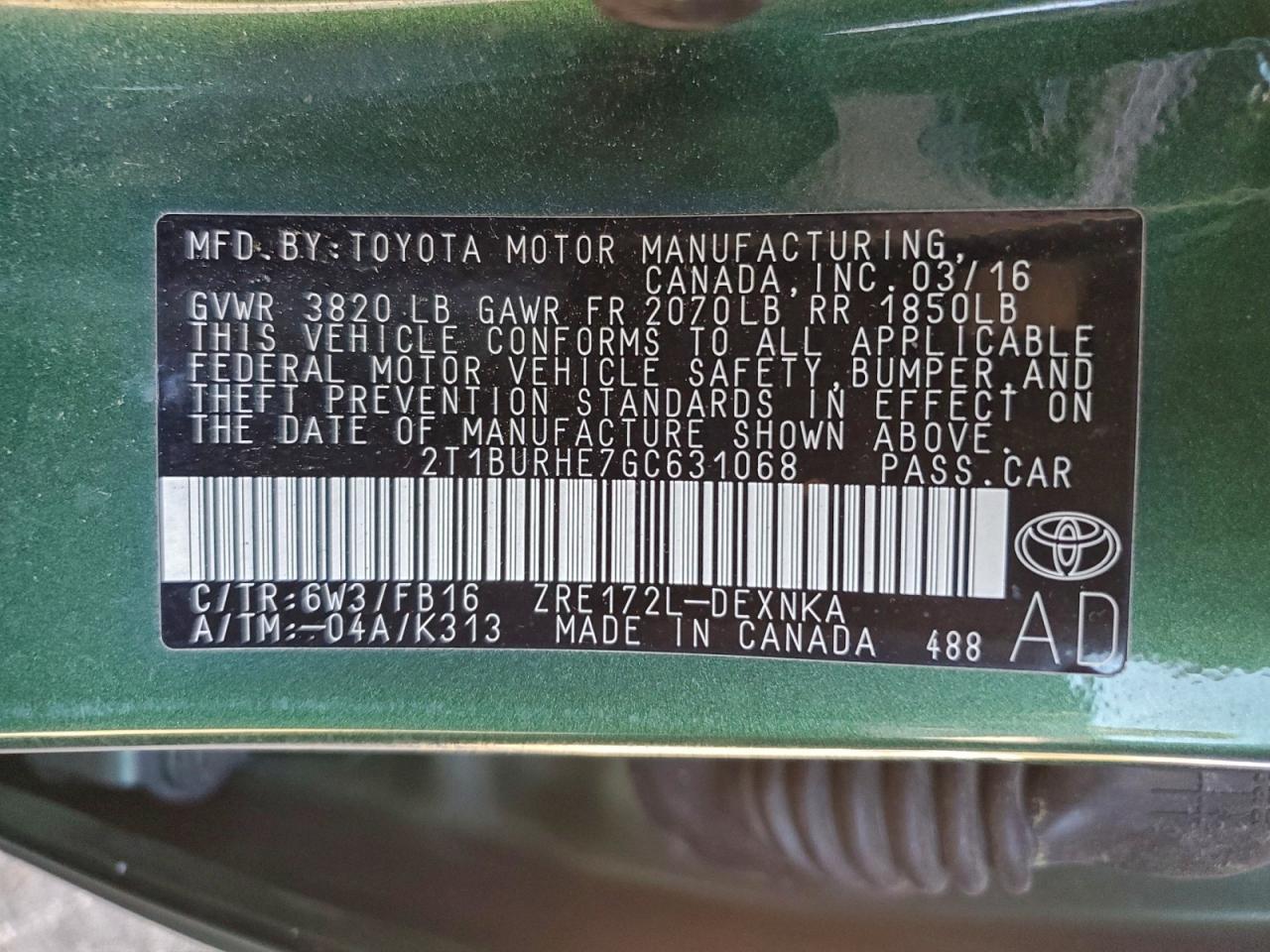 2016 Toyota Corolla l