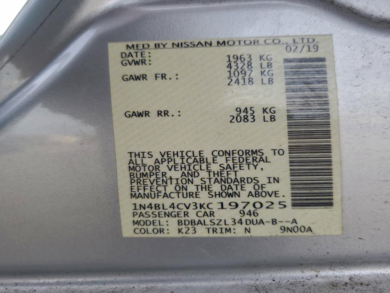 2019 Nissan Altima sr