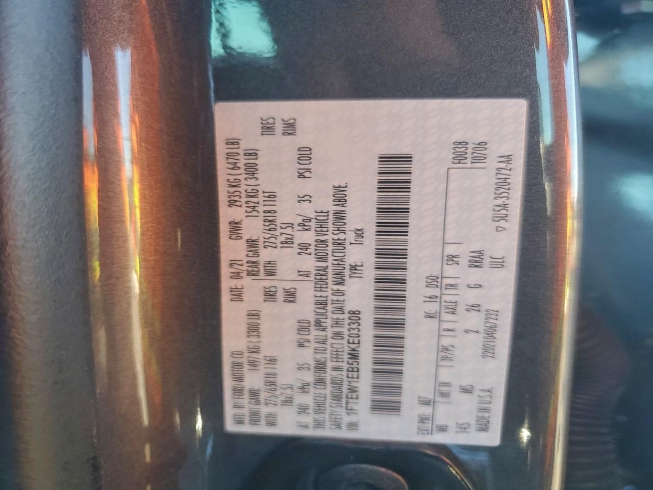 2021 Ford F150 Supercrew