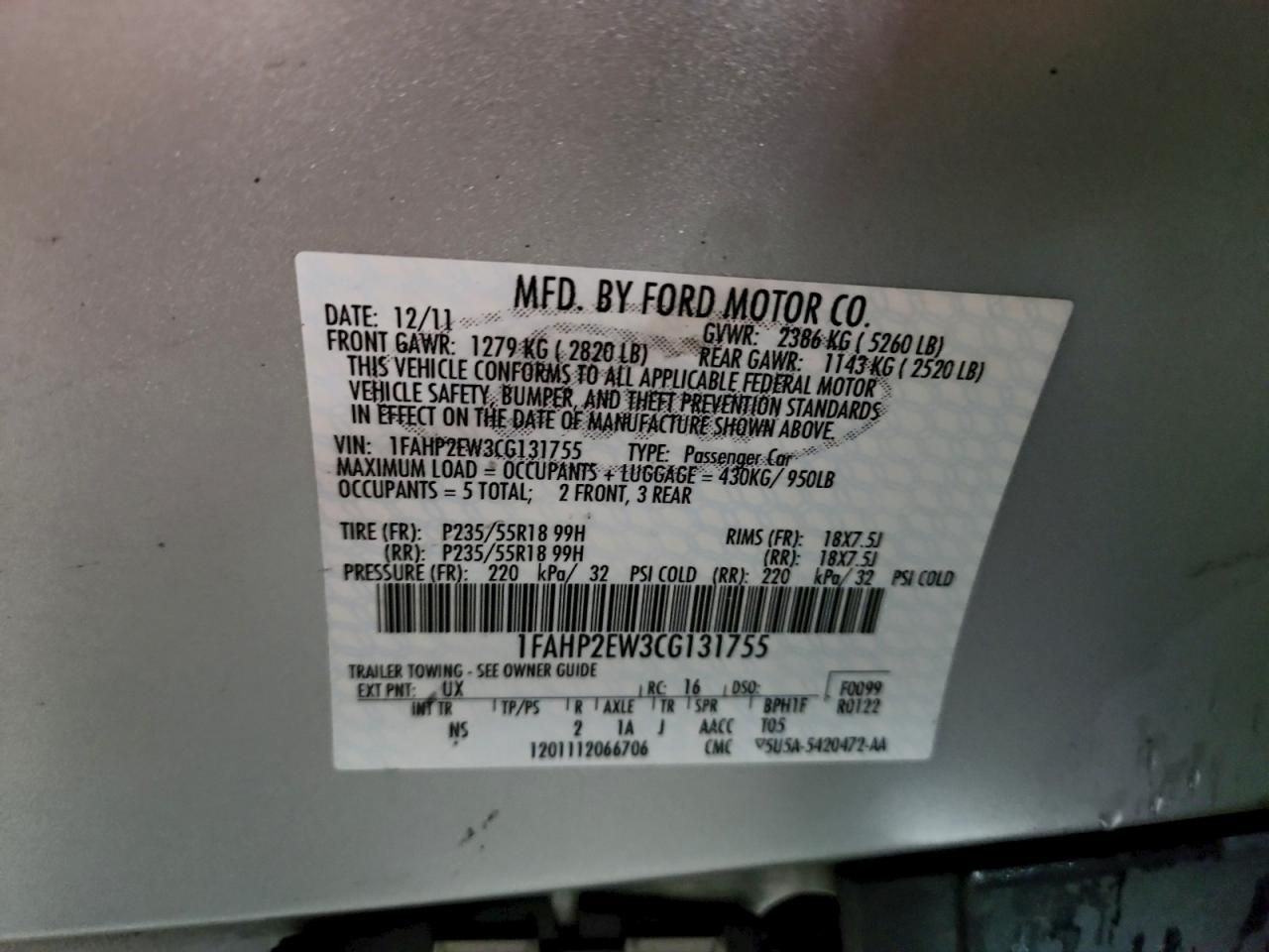 2012 Ford Taurus sel