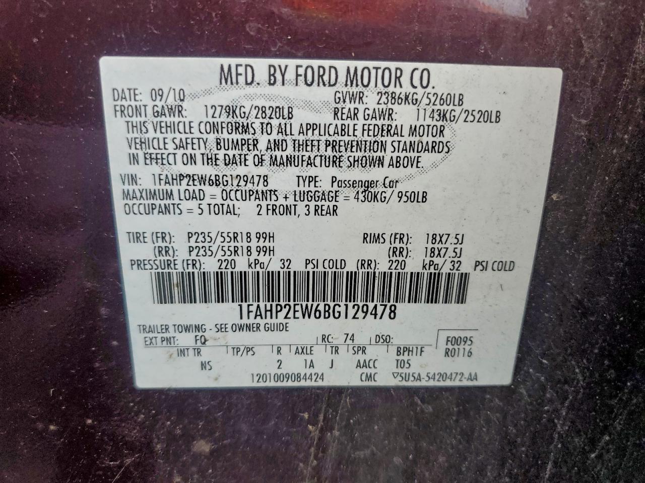 2011 Ford Taurus sel