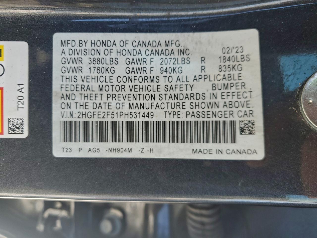 2023 Honda Civic Sport