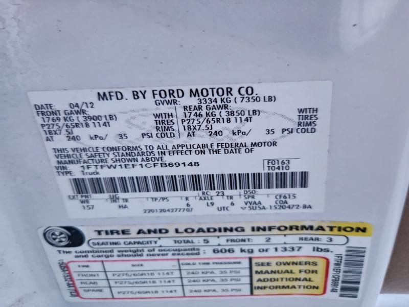 2012 Ford F150 Supercrew