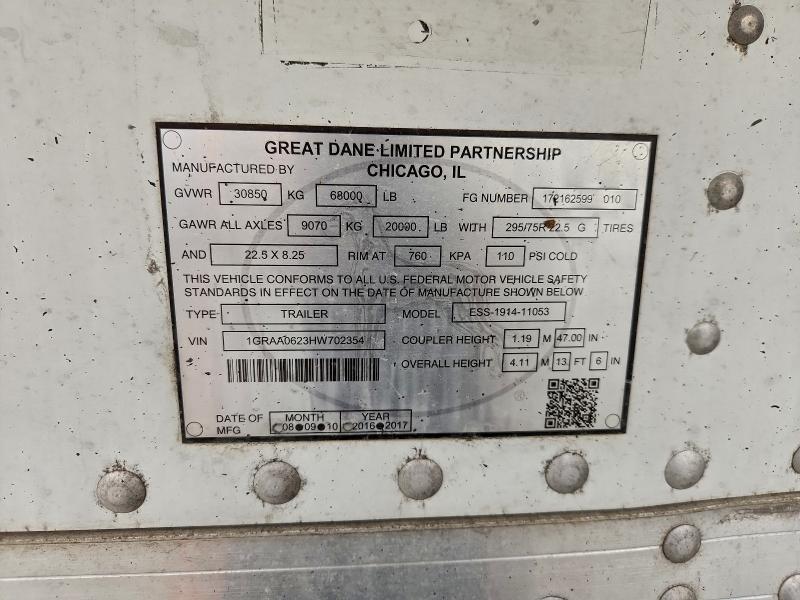 2017 Great Dane ESS-1914-11053 Refrigerated Van Trailer