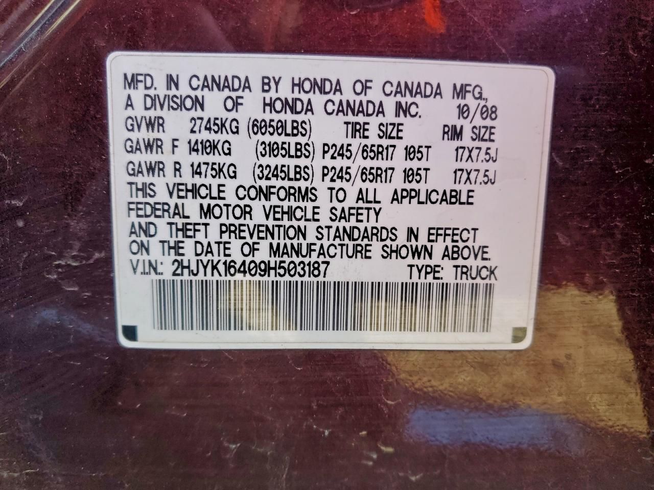 2009 Honda Ridgeline rts